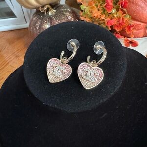 Gradient Pink &‎ Champagne Rhinestone Hoop Earrings